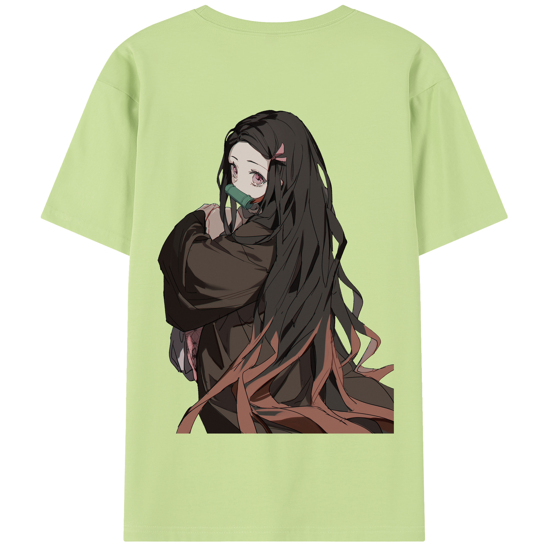 （画像用） 鬼滅の刃（きめつのやいば）竈門 禰󠄀豆子／かまど ねずこ Kamado Nezuko 綿100％半袖Tシャツ（背面プリント）
